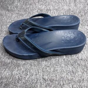 Vionic High Tide Platform Sandal‎ Navy Blue Flip Flop Wedge Women's Size 10